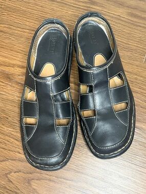 Børn Black Leather Fisherman Clog Mules 7.5